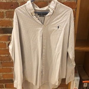 ralph lauren button down checkered white and navy